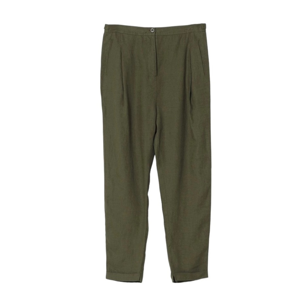 ELK Linen Pleated Pants Women’s 10 US Moss Green‎ Sustainable Linen Tapered